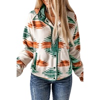 Multicolour Western Aztec Snap Buttoned Fleece Jacket - XL thumbnail