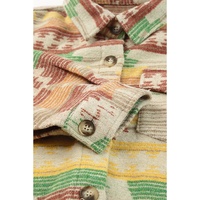 Yellow Western Aztec Print Button Flap Pocket Shacket - 2XL thumbnail