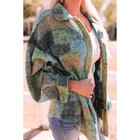 Multicolor Brushed Plaid Pocketed Oversize Shacket - L thumbnail