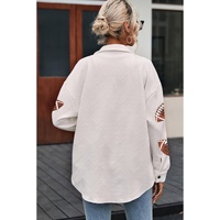 Beige Bubble Gum Texture Sequined Football Shacket - XL thumbnail
