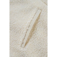 Beige Fleece Zip Up Drawstring Hooded Pocketed Jacket - M thumbnail