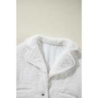 Beige Faux Fur Button Pocketed Lapel Collar Jacket - S thumbnail