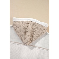 Beige Quilted Textured Patchwork Loose Fit Hooded Jacket - M thumbnail