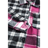 Black Plaid Colorblock Loose Shacket - S thumbnail
