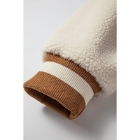 Buckskin Corduroy Fleece Patchwork Buttoned Bomber Jacket - S thumbnail
