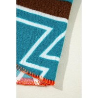 Sky Blue Aztec Printed Lapel Bell Sleeve Jacket - M thumbnail