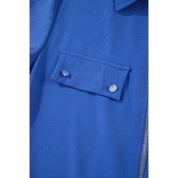 Dusk Blue Collar Tab Sleeve Zip Up Flap Detail Jacket - M thumbnail