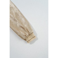 Pale Khaki Metallic Zip up Baseball Jacket - L thumbnail