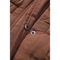 Coffee Longline Quilted Stand Collar Puffer Vest - M thumbnail