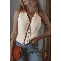 White Slim Fit Buttoned V Neck Vest - XL thumbnail