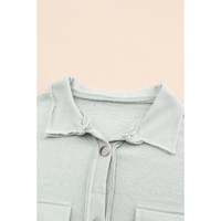 Azura Exchange Gray Contrast Flap Pockets Relaxed Shacket - S thumbnail