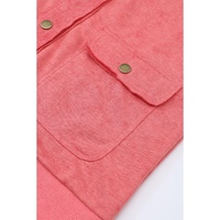 Red Vintage Washed Flap Pocket Button Shacket - S thumbnail