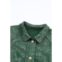 Green Vintage Washed Flap Pocket Button Shacket - M thumbnail