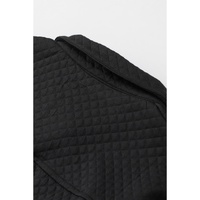 Black Retro Quilted Flap Pocket Button Shacket - L thumbnail