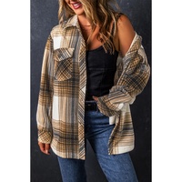 Multicolour Plaid Print Flap Pocket Button Up Shacket - S thumbnail