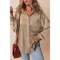 Goat Mineral Wash Textured Patchwork Loose Fit Shacket - L thumbnail