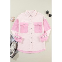 Delicacy Two-tone Color Exposed Seam Corduroy Shacket - S thumbnail