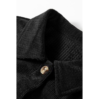 Black Corduroy Flap Pocket Button Up Shacket - M thumbnail