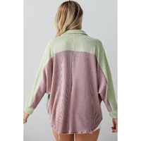 Phalaenopsis Color Block Corded Buttoned Oversized Shacket - S thumbnail