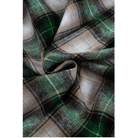 Green Plaid Print Chest Pocket Buttoned Hooded Shacket - L thumbnail