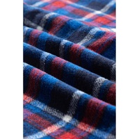 Navy Blue Plaid Flap Pocket Button Up Shacket - M thumbnail