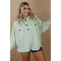 Azura Exchange Green Plus Size Ribbed Pocketed Long Sleeve Henley Top - 1X thumbnail