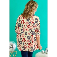White Colorful Leopard Print Batwing Sleeve Plus Jumper - 2X thumbnail
