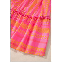 Vitality Orange Plus Size Geometric Printed Bell Sleeve Babydoll Blouse - 1X thumbnail