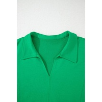 Bright Green Short Sleeve Turn-Down Collar Plus Size Blouse - 4X thumbnail