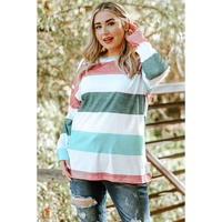 Green Plus Size Colorblock Pullover Top - 1X thumbnail