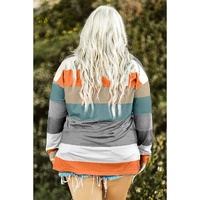 Green Stripe Plus Size Colorblock Pullover Top - 5X thumbnail