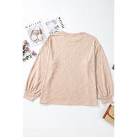 Parchment Plus Size Textured Drop Shoulder Crew Neck Sweatshirt - 1X thumbnail