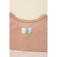 Parchment Plus Size Plaid Patchwork Layered Henley Top - 1X thumbnail