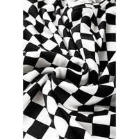 Black Checkered Print Side Slits O Neck Plus Size T Shirt - 3X thumbnail