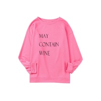 Pink May Contain Wine Crew Neck Plus Size Sweatshirt - 3X thumbnail