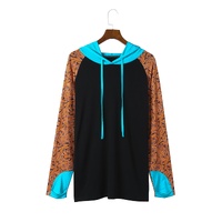Black Western Print Color Block Plus Size Hoodie - 1X thumbnail