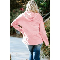 Pink Plus Size Taupe Chevron Hooded Top - 3X thumbnail