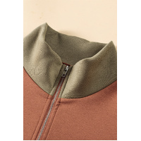 Gold Flame Plus Size Colorblock Exposed Seam Quarter Zip Sweatshirt - 1X thumbnail