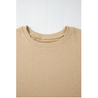 Apricot Solid Crew Neck Drop Shoulder Plus Size Sweatshirt - 1X thumbnail