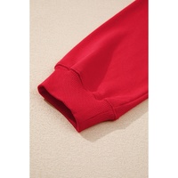 Racing Red Solid Crew Neck Drop Shoulder Plus Size Sweatshirt - 1X thumbnail