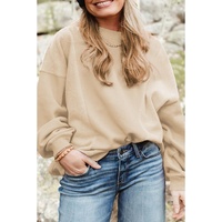 Apricot Loose Patchwork Crewneck Plus Size Sweatshirt - 4X thumbnail