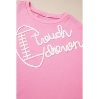 Pink Touch Down Rugby Football Embroidered Plus Size Sweatshirt - 2X thumbnail