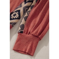Redwood Burl Aztec Patchwork Drop Shoulder Plus Size High Low Sweatshirt - 2X thumbnail
