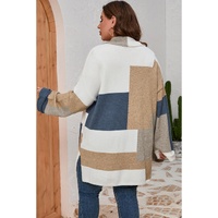 Multicolor Plus Size Colorblock Knit Cardigan - 2X thumbnail