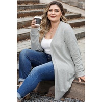 Thermal Knit Pocketed Plus Size Cardigan - 1X thumbnail