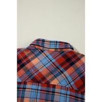 Red Plus Size Plaid Print Buttoned Shirt - 1X thumbnail