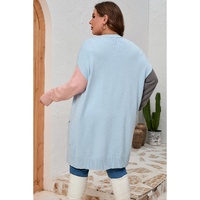 Multicolor Plus Size Colorblock Pocketed Open Front Cardigan - 1X thumbnail
