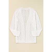 White Plus Size Eyelet Knit Open Front Cardigan - 2X thumbnail