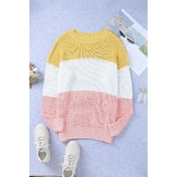 Yellow Colorblock Bubble Sleeve Plus Size Sweater - 5X thumbnail