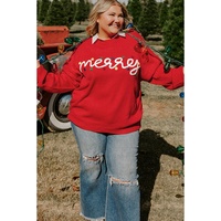 Fiery Red Merry Graphic Christmas Plus Size Sweater - 1X thumbnail